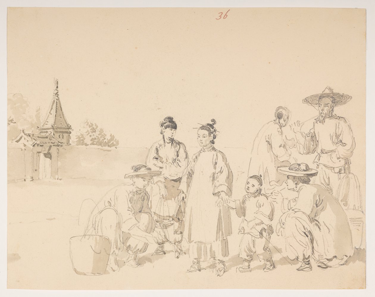 Un gruppo, da un album di 372 disegni di paesaggi, coste, costumi e vita quotidiana realizzati durante l