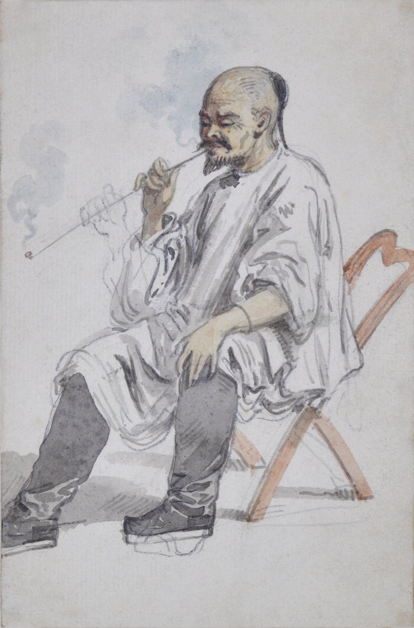 Uomo cinese seduto che fuma da William Alexander