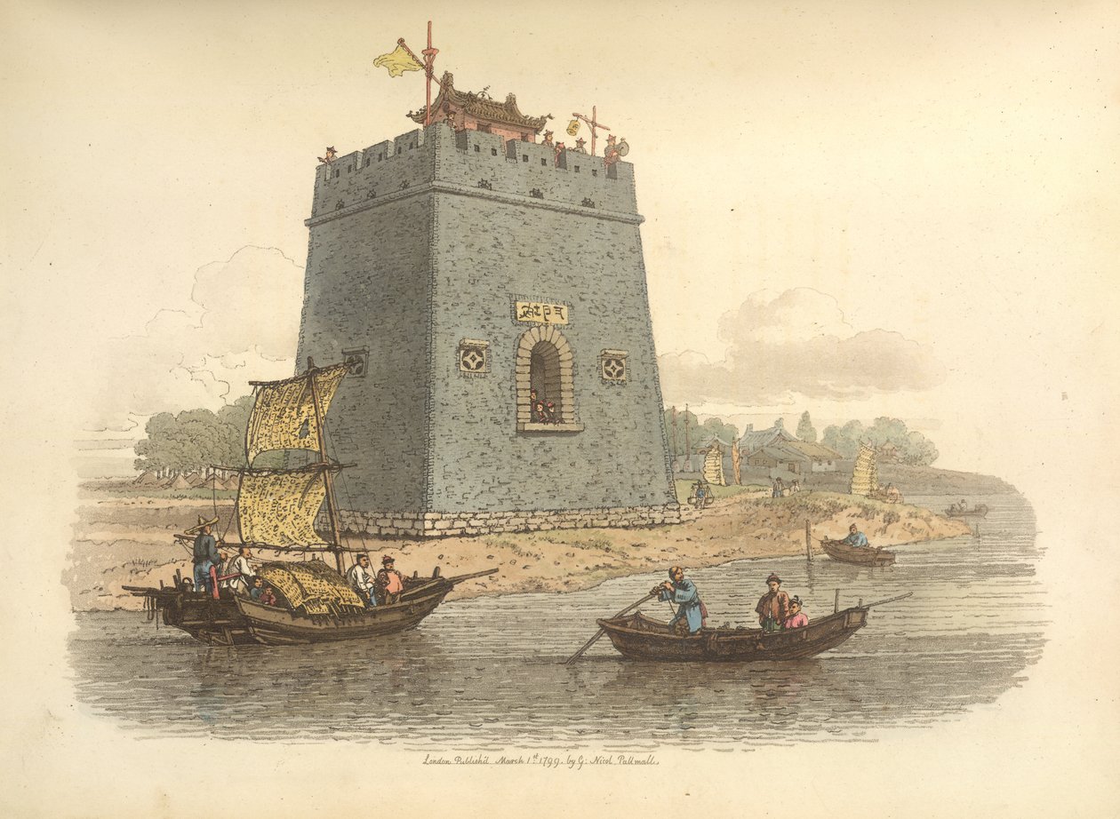 Veduta di un castello vicino alla città di Tien-sin da William Alexander