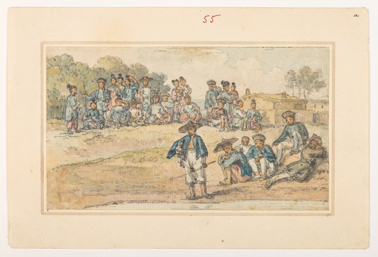 Studi di cinesi, da un Album di 372 disegni di paesaggi, coste, costumi e vita quotidiana realizzati durante l