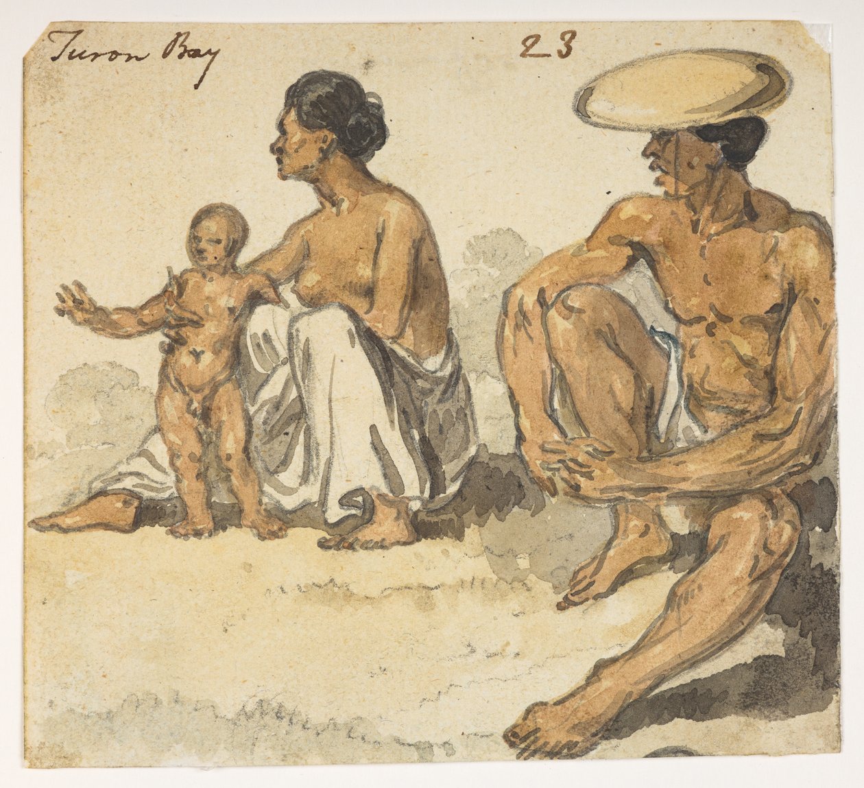 Uomo, donna e bambino di Turon Bay. da un Album di 372 disegni di paesaggi, coste, costumi e vita quotidiana realizzati durante l
