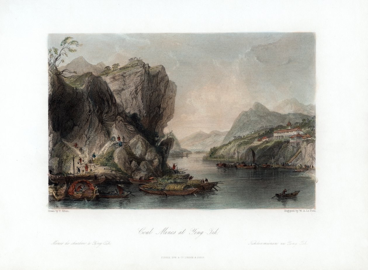 Miniere di carbone a Ying-Tih, Cina, c1840 da William Alexander Le Petit