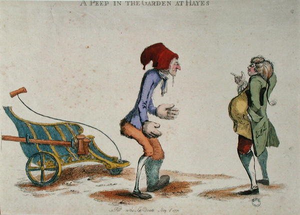 Uno sguardo nel giardino a Hayes, maggio 1773 (incisione colorata) da William Austin