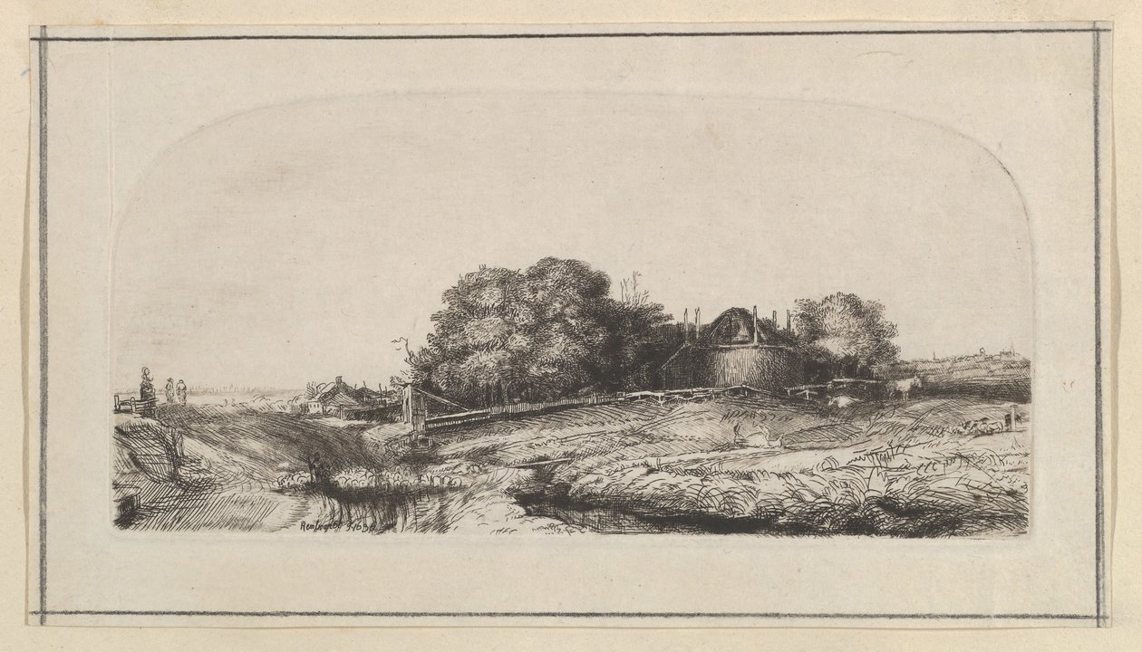 Paesaggio con un fienile e un gregge di pecore (copia) da William Baillie