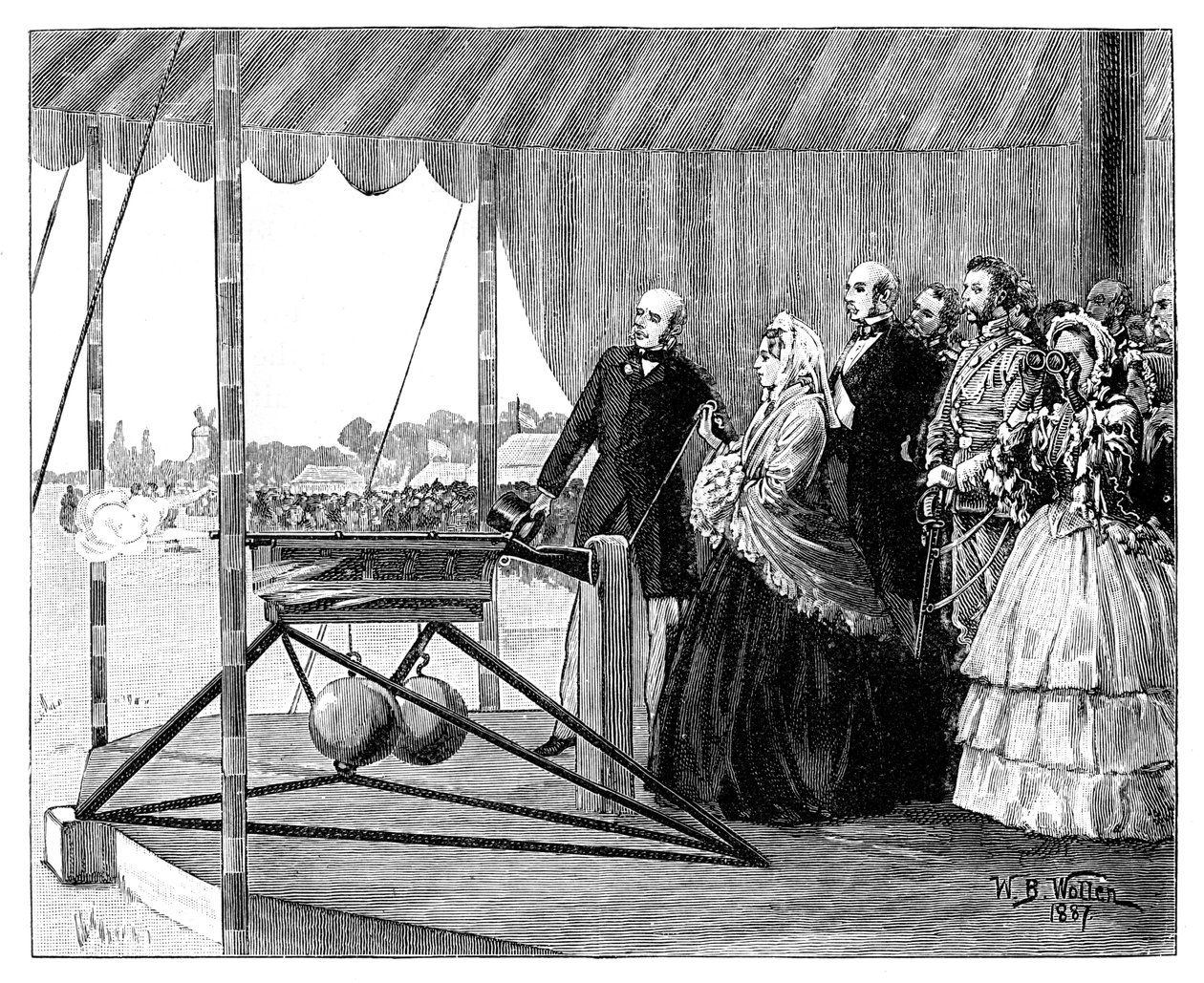 La Regina Vittoria spara il primo colpo a Wimbledon, luglio 1860, 1887 da William Barnes Wollen