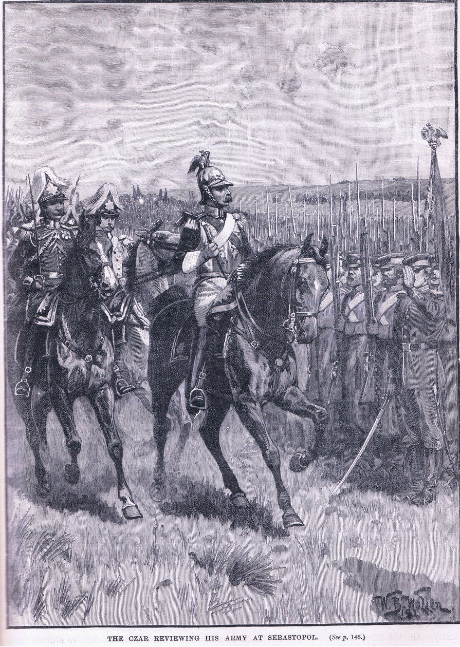 Lo zar che rivede il suo esercito a Sebastopoli 1856 d.C. da William Barnes Wollen