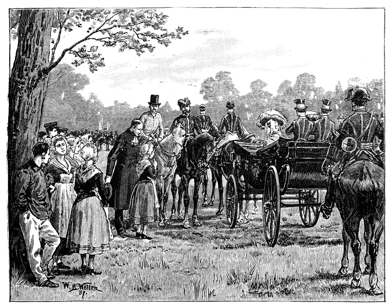 La Regina alla festa nella foresta di St Germain, Francia, metà-fine XIX secolo da William Barnes Wollen