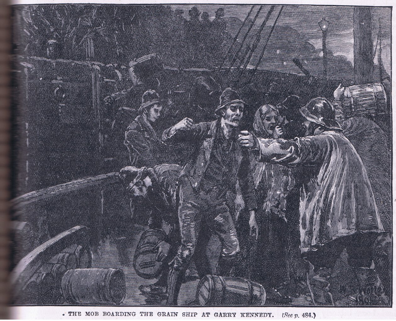 La folla che sale su una nave di grano a Garry Kennedy AD 1841 da William Barnes Wollen