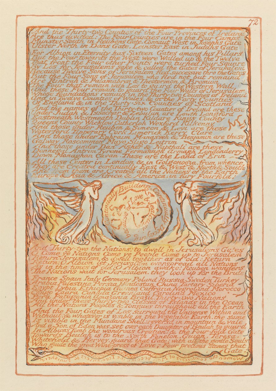 "Und die zweiunddreißig Grafschaften der vier Provinzen Irlands..." (Tafel 72) da William Blake