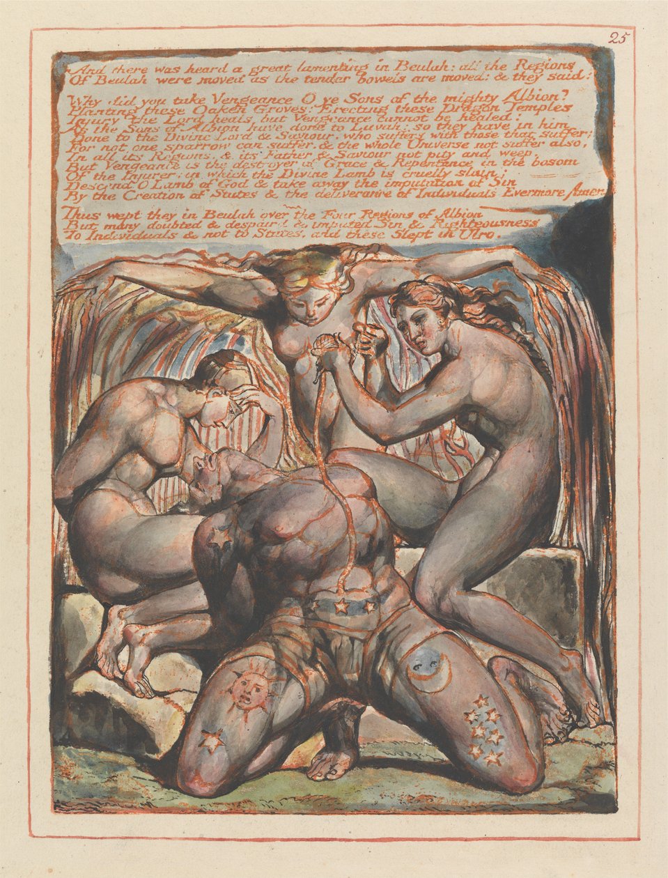 «E si udì un grande lamento a Beulah...»; fregio finale del capitolo 1 (tavola 25) da William Blake