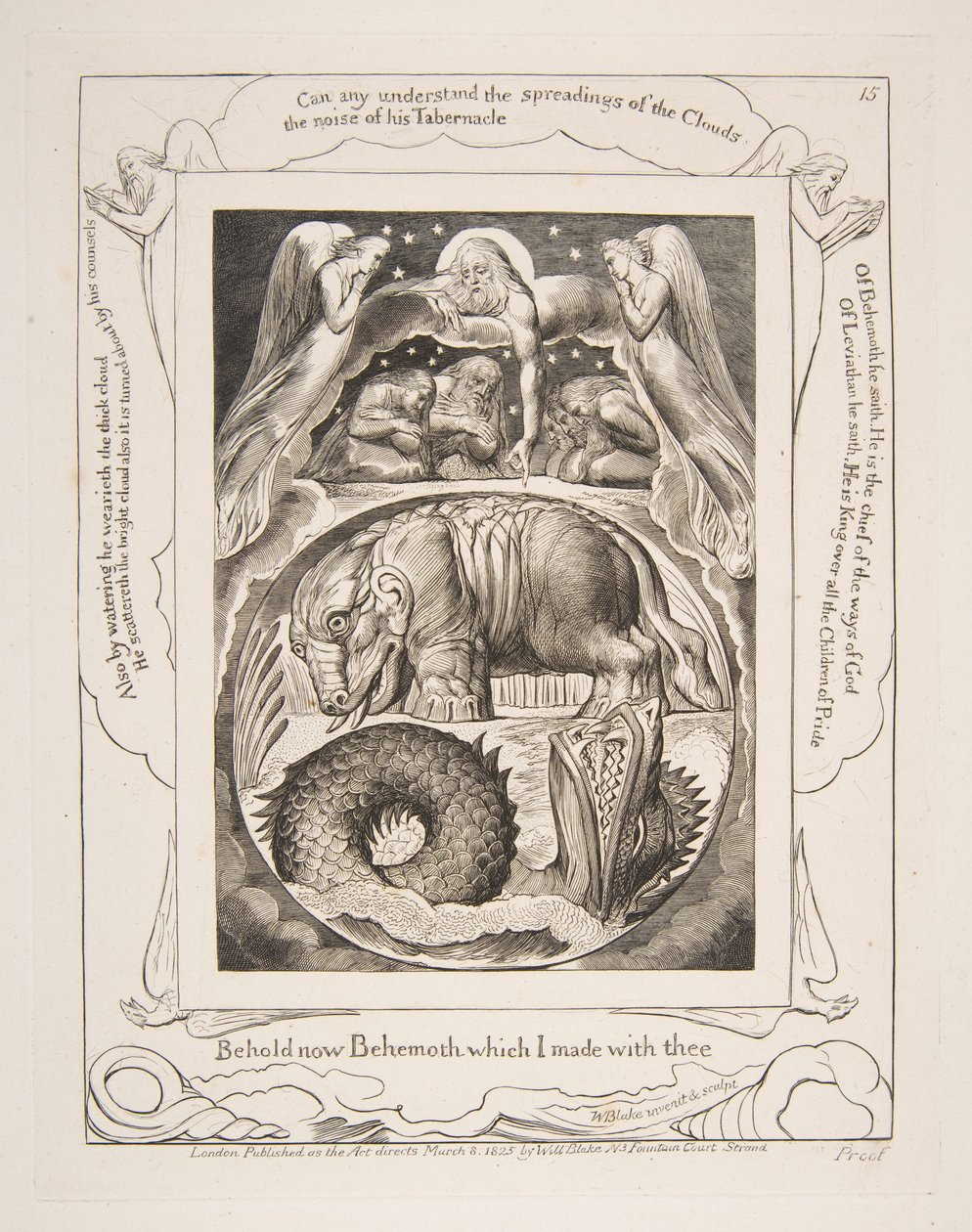 Behemoth e Leviathan, dalle Illustrazioni del Libro di Giobbe, 1825-26 da William Blake