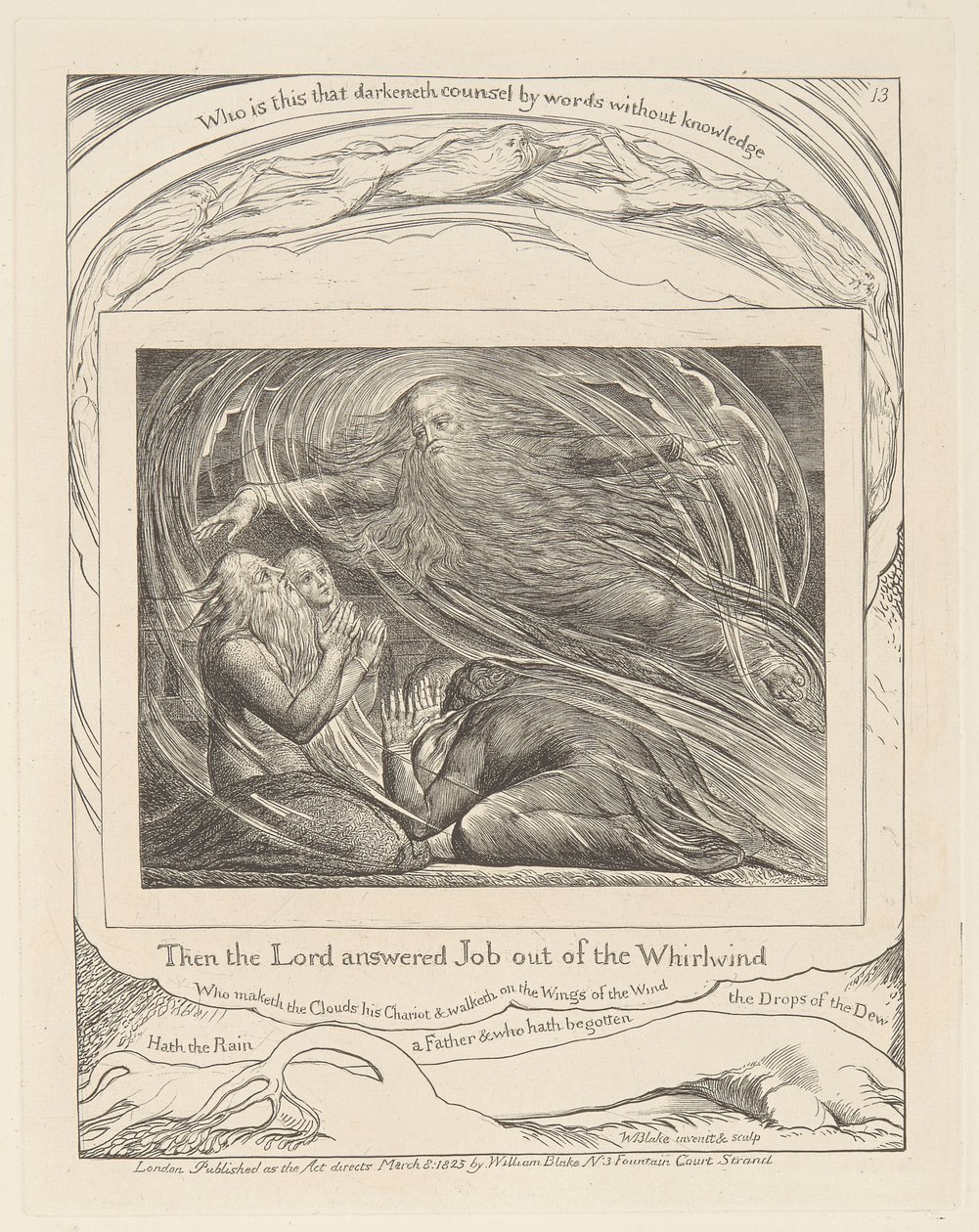 Libro di Giobbe, Tavola 13, Il Signore risponde a Giobbe dal turbine da William Blake