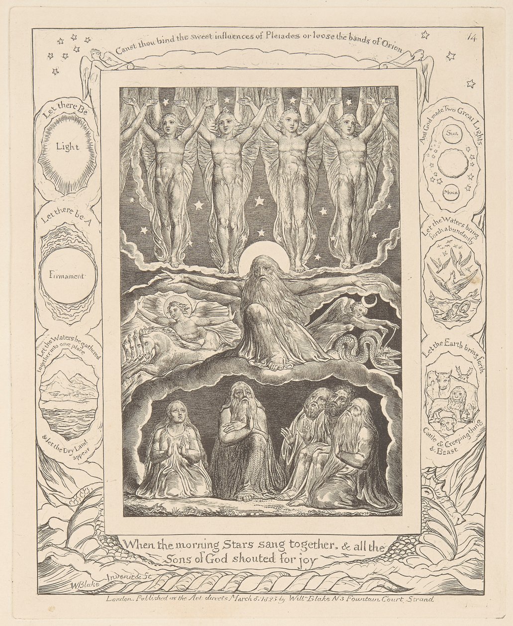 Libro di Giobbe, Tavola 14, Quando le Stelle del Mattino Cantavano Insieme da William Blake