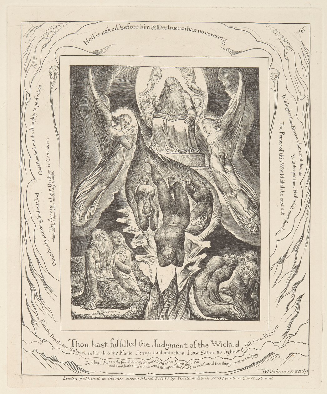 Libro di Giobbe, tavola 16, La caduta di Satana da William Blake