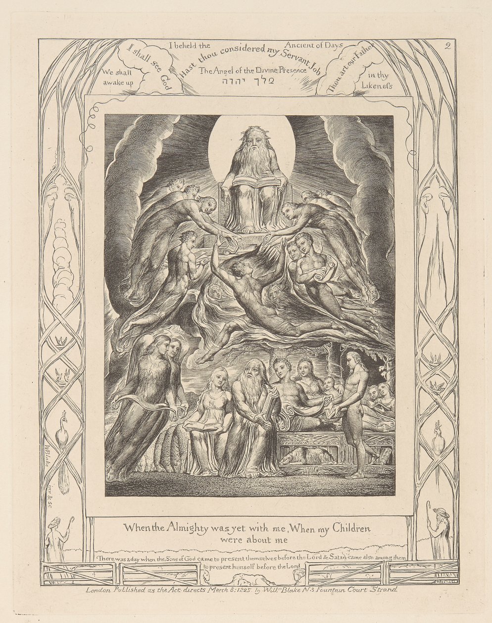 Libro di Giobbe, Tavola 2, Satana davanti al trono di Dio da William Blake