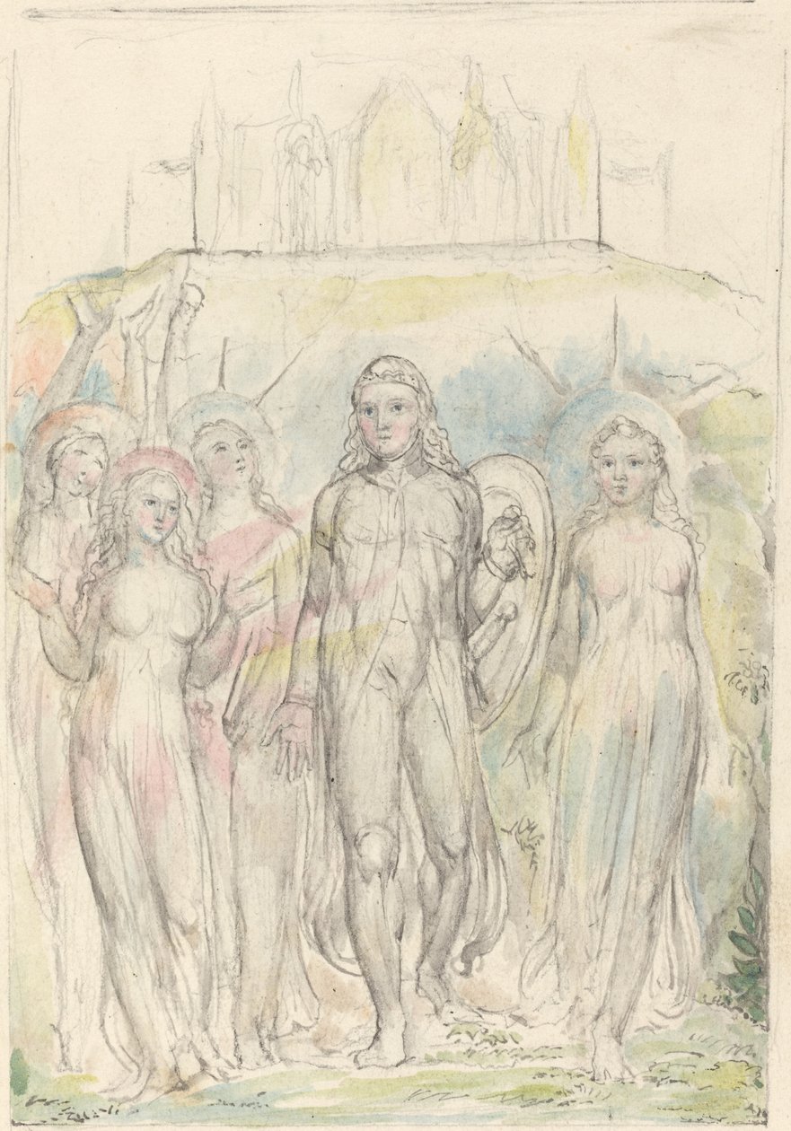 Cristiano con lo Scudo della Fede, che Prende Congedo dai Suoi Compagni da William Blake
