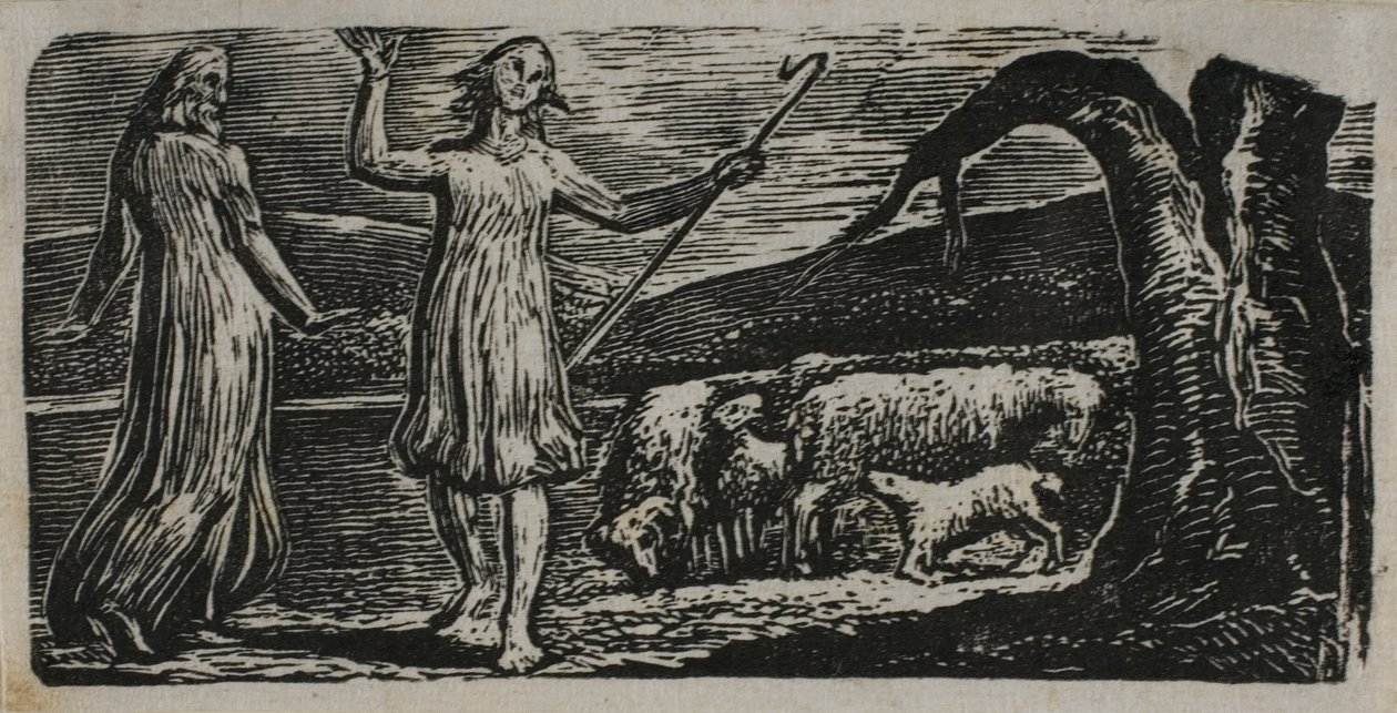 Colinet parte con dolore: Tronco spezzato a destra, da Le pastorali di Virgilio da William Blake
