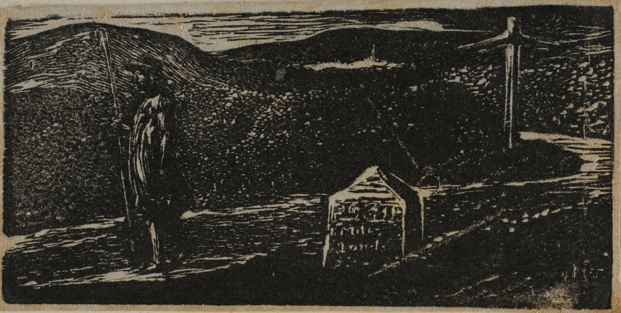 Il viaggio di Colinet: Pietra miliare segnata LXII miglia per Londra, da Le Pastorali di Virgilio da William Blake