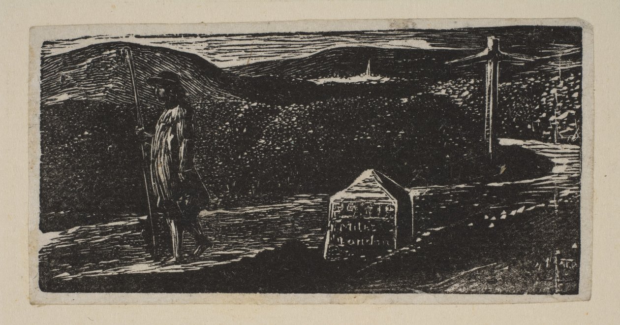 Il viaggio di Colinet, pietra miliare segnata LXII miglia a Londra, dai Pastorali di Thornton da William Blake
