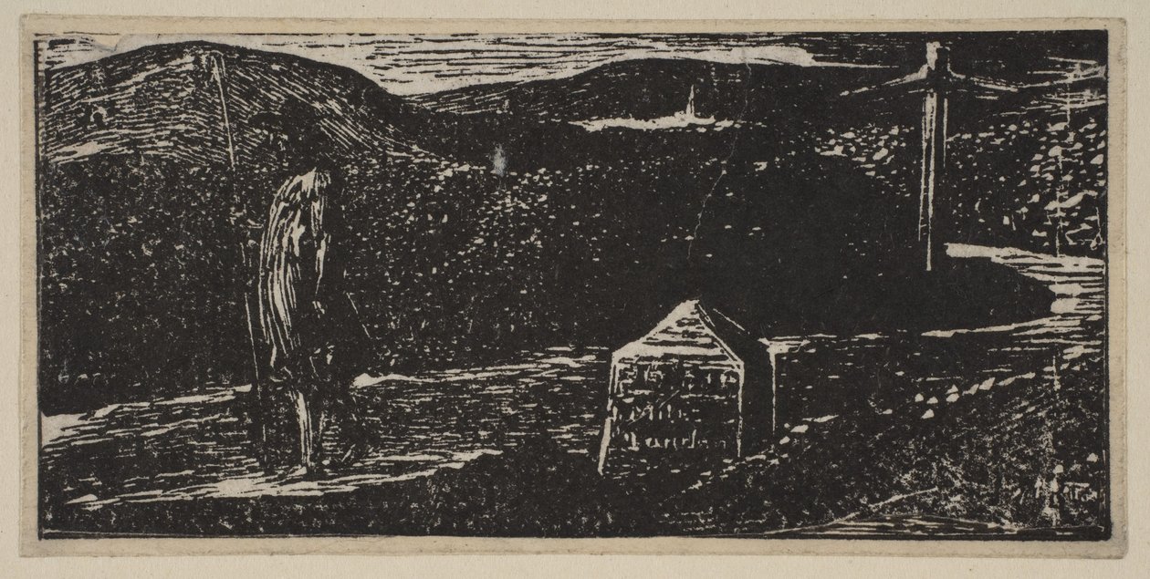 Il viaggio di Colinets: Pietra miliare segnata LXII miglia a Londra, dai Pastorali di Thornton da William Blake