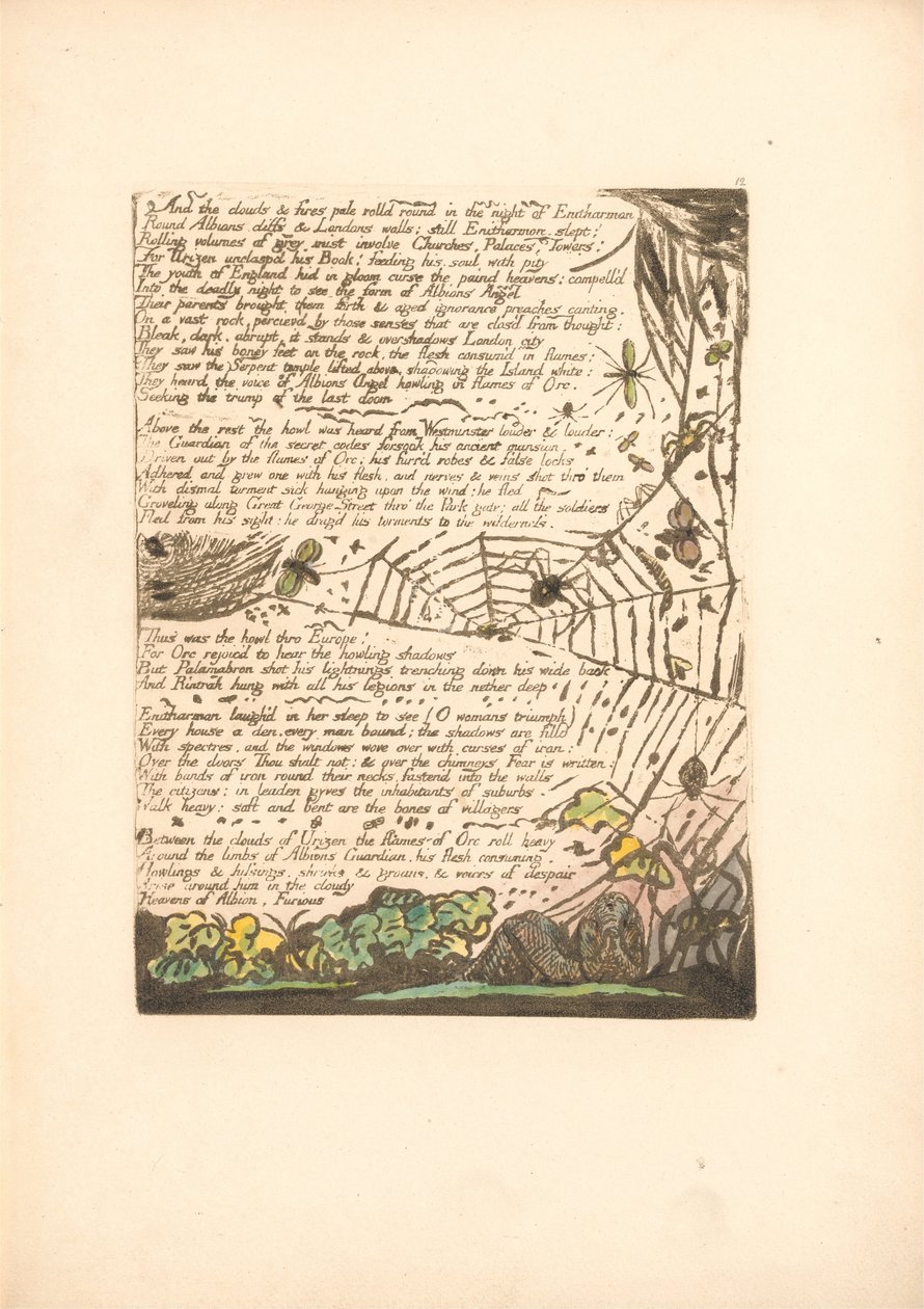 Europa. Una Profezia, Tavola 14, E le nuvole e i fuochi... (Bentley 15) da William Blake