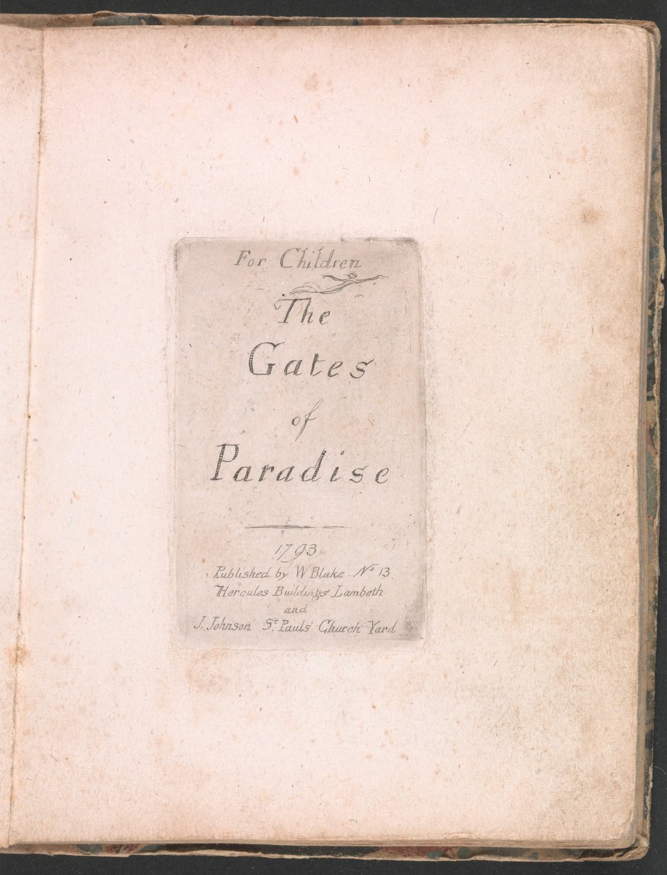 Per bambini. Le porte del paradiso, Tavola 2, Pagina del titolo da William Blake
