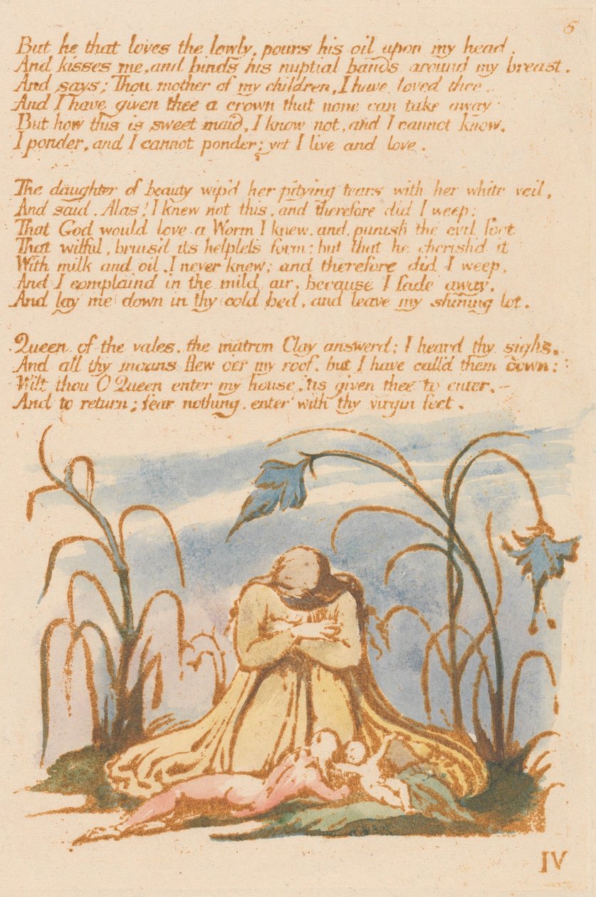 Il libro di Thel, Tavola 7, "Ma chi ama gli umili..." da William Blake