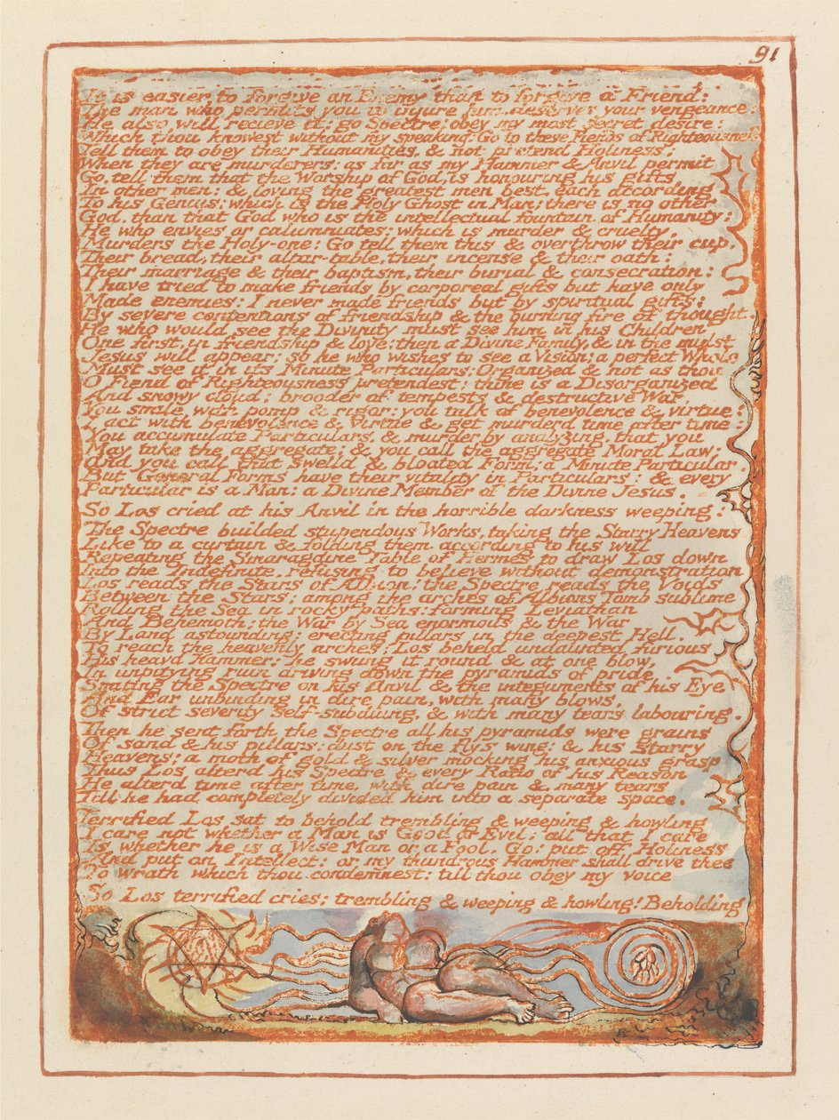"Es ist leichter, einem Feind zu vergeben..." (Tafel 91) da William Blake