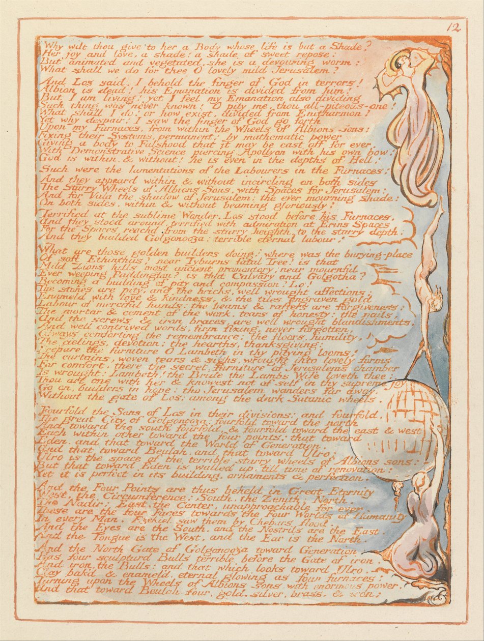 Gerusalemme, Tavola 12, Perché vuoi darle.... da William Blake
