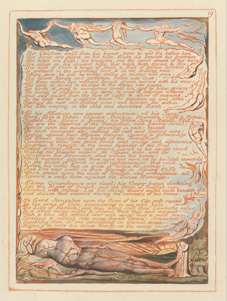 Gerusalemme, Tavola 19, I suoi figli esiliati dal suo petto.... da William Blake