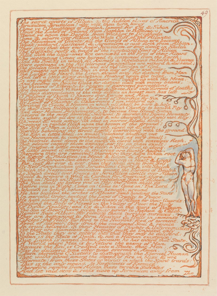 Gerusalemme, Tavola 49, I nascondigli segreti di Albion.... da William Blake