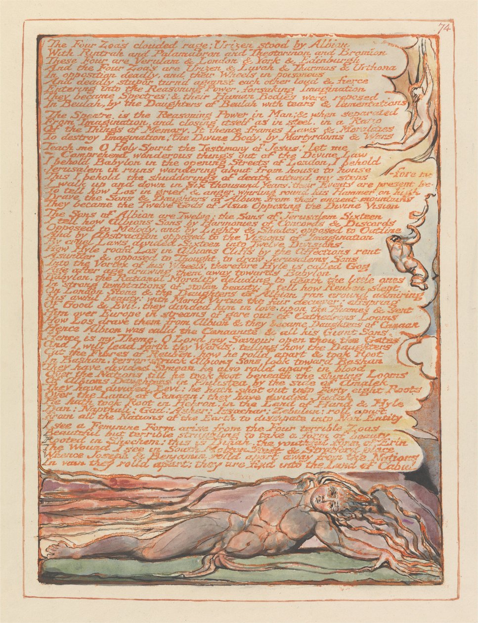 Gerusalemme, Tavola 74, La rabbia nuvolosa dei Quattro Zoa... da William Blake