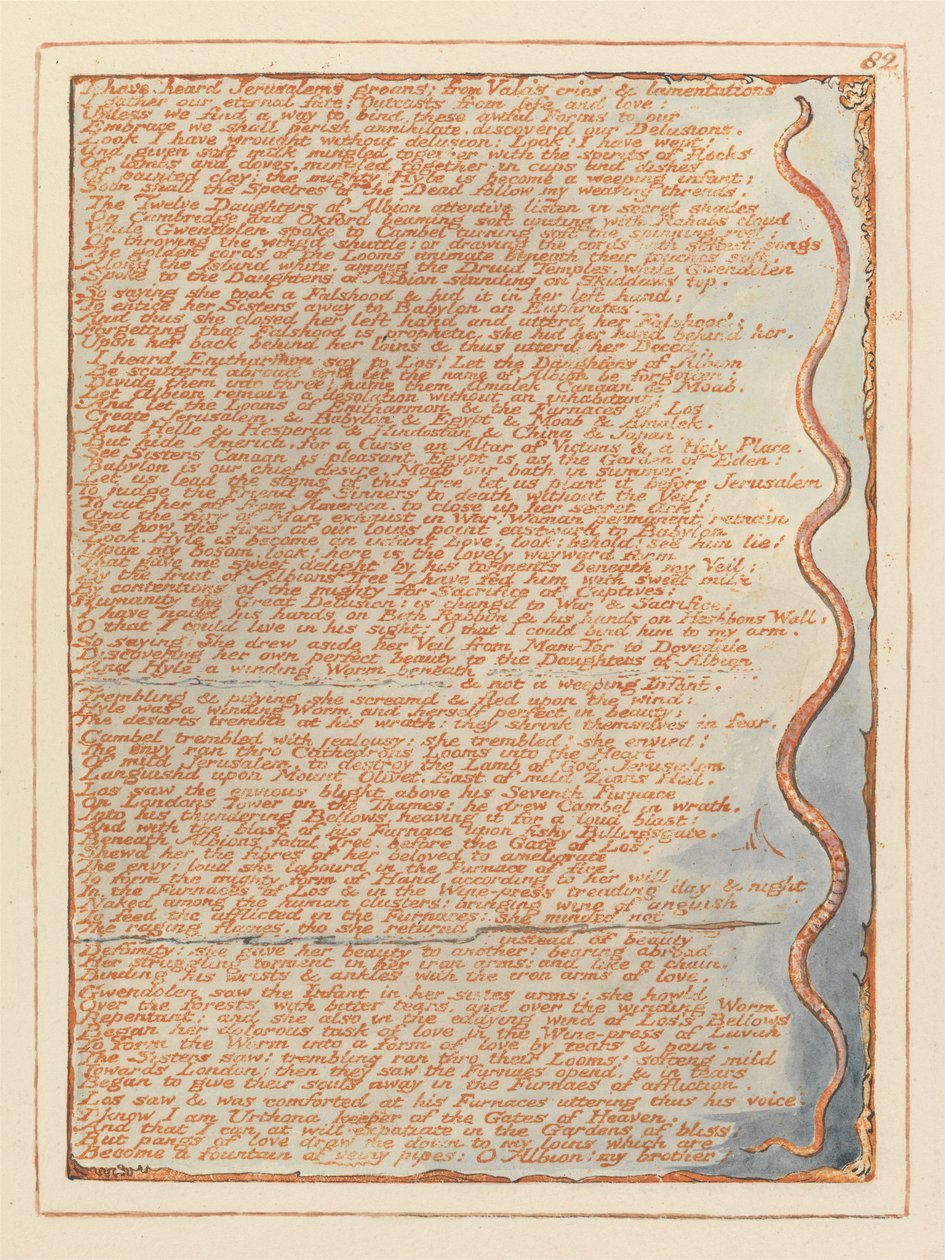 Gerusalemme, Tavola 82, Ho sentito i gemiti di Gerusalemme... da William Blake