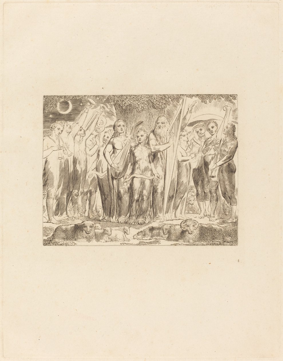 Giobbe e la sua famiglia restaurati alla prosperità da William Blake