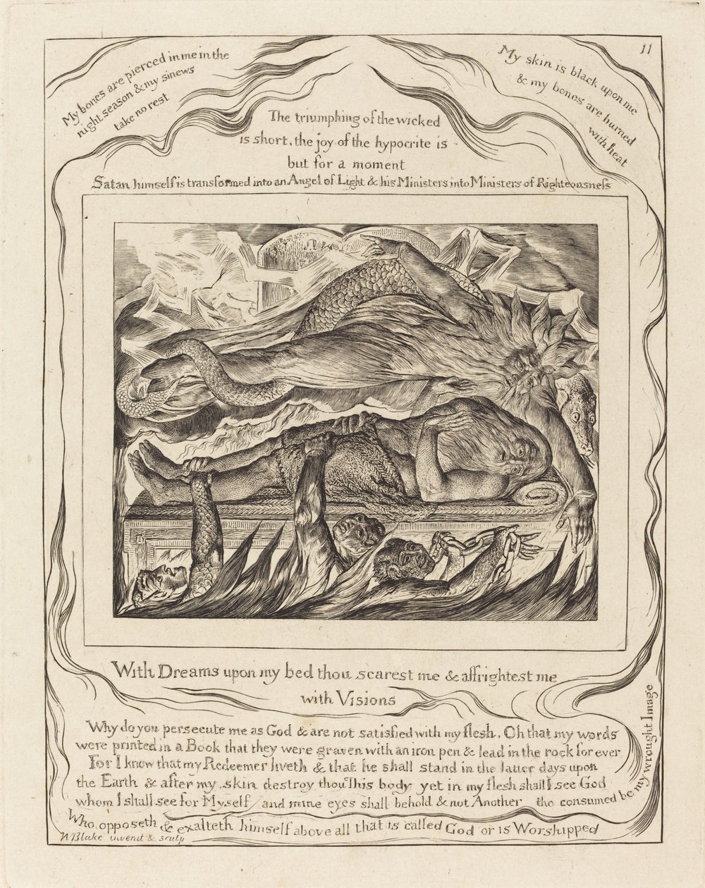 I sogni malvagi di Giobbe da William Blake