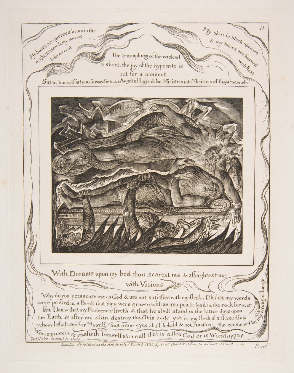 I sogni malvagi di Giobbe, dalle Illustrazioni del Libro di Giobbe da William Blake