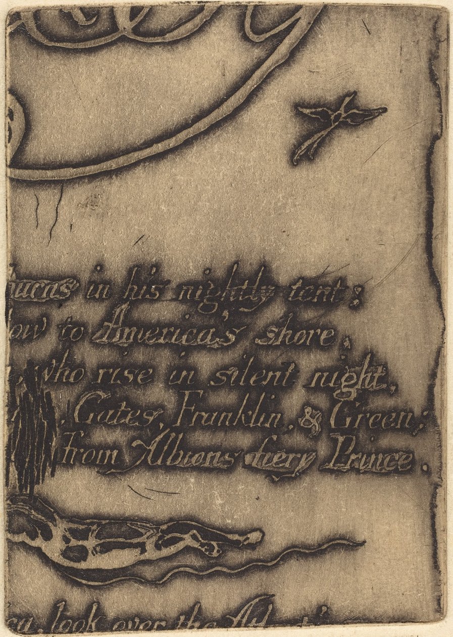 Restrike da frammento di lastra cancellata per "A Prophecy" da William Blake