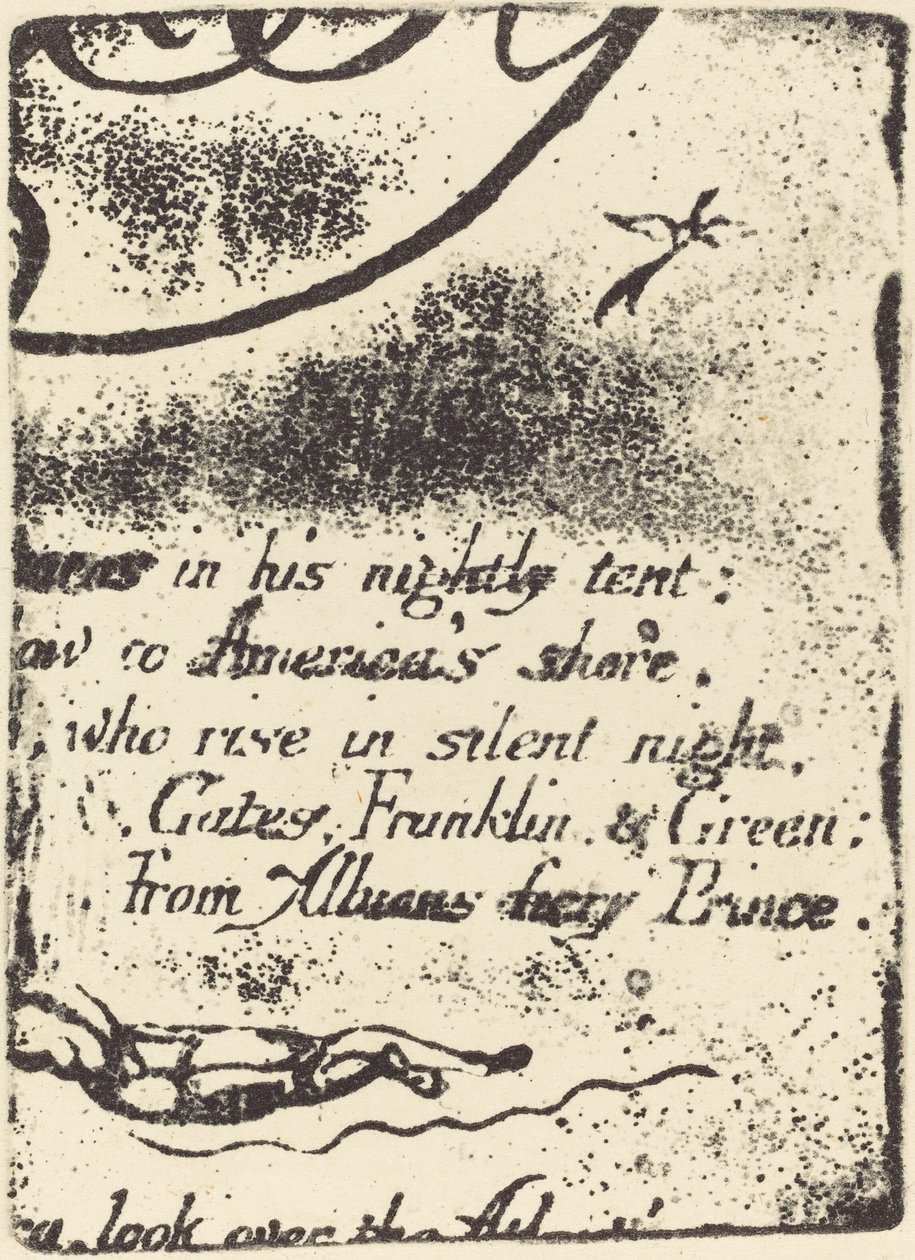 Restrike da frammento di lastra cancellata per "A Prophecy" da William Blake