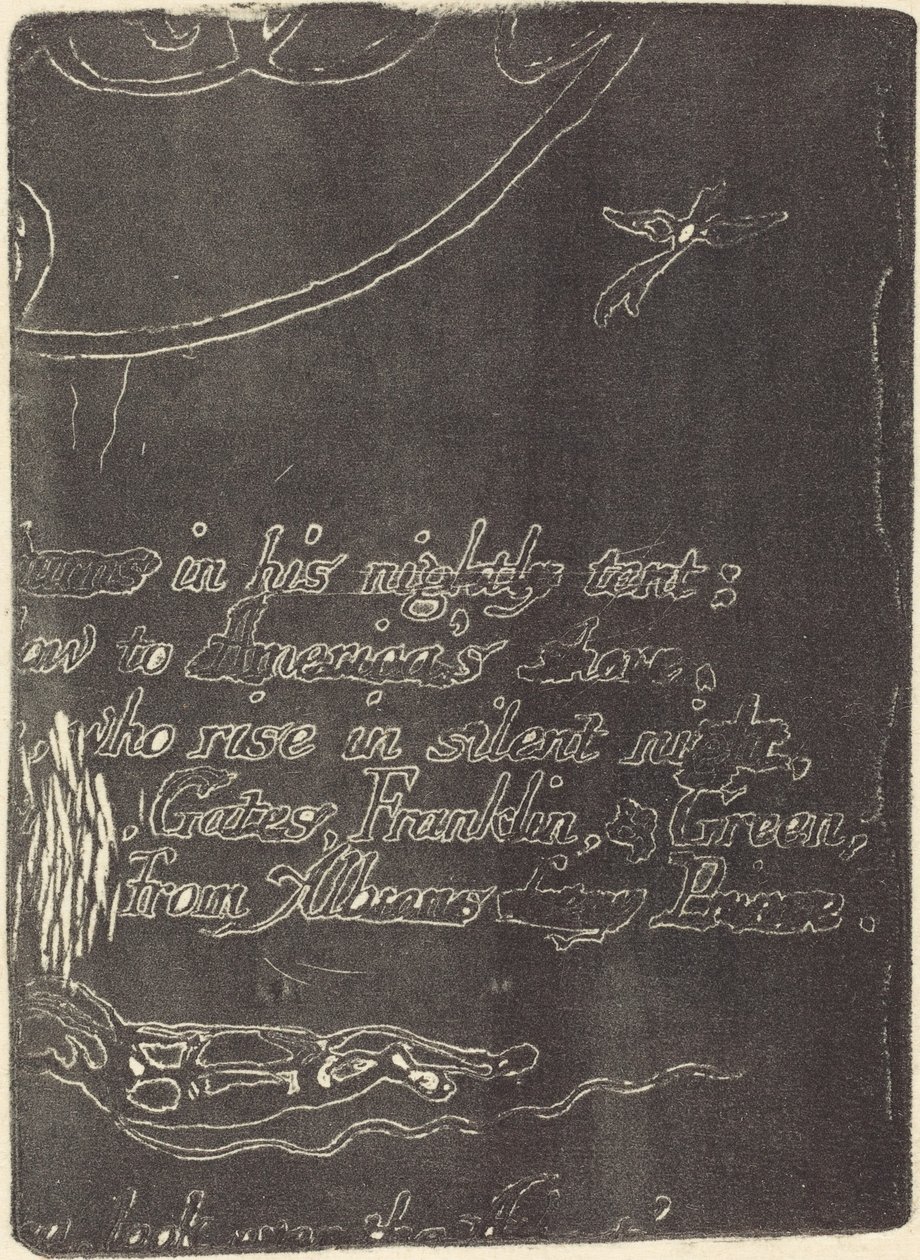 Ristampa da frammento di lastra cancellata per A Prophecy, 1793 da William Blake