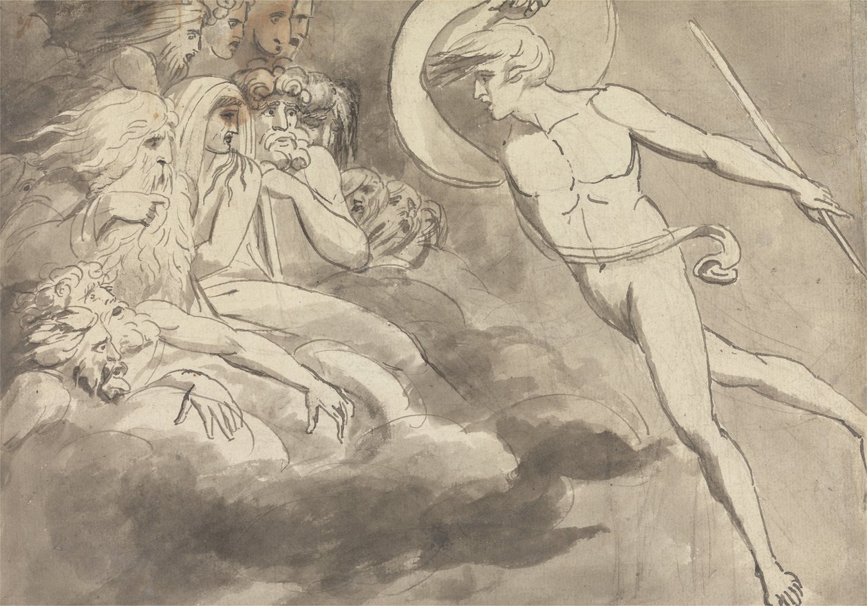 Satana si avvicina alla Corte del Caos da William Blake