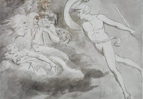 Satana si avvicina alla Corte del Caos da William Blake