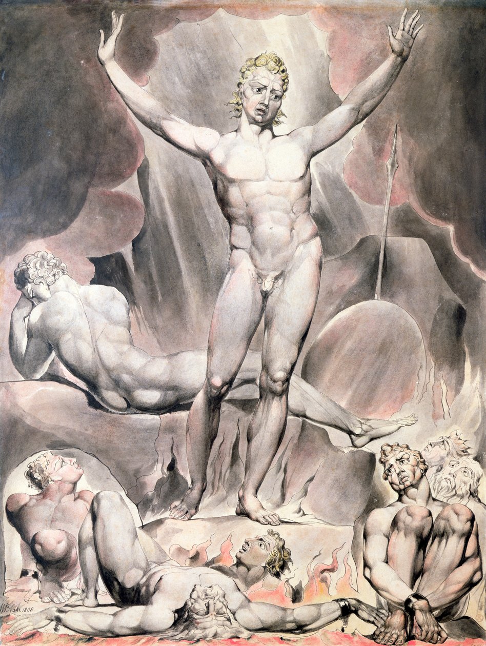 Satana Risveglia gli Angeli Ribelli, 1808 da William Blake
