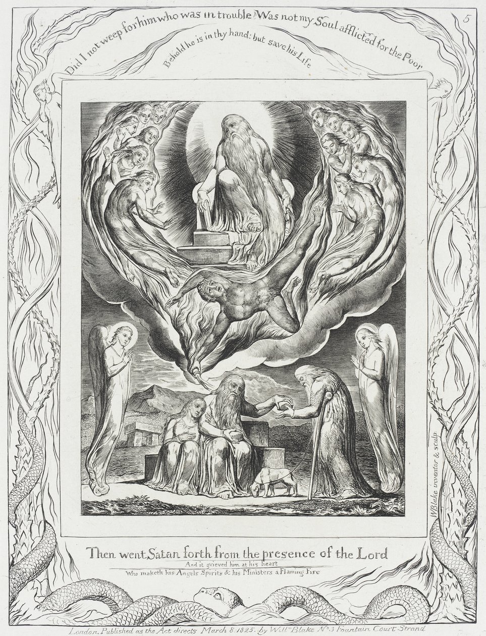 Satana si allontana dalla presenza del Signore da William Blake