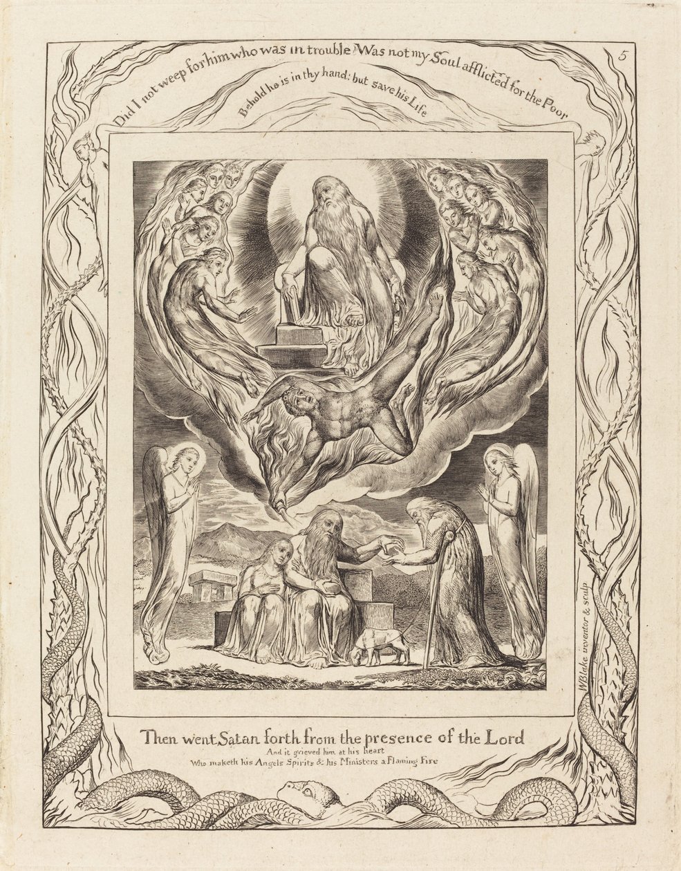 Satana si allontana dalla presenza del Signore da William Blake