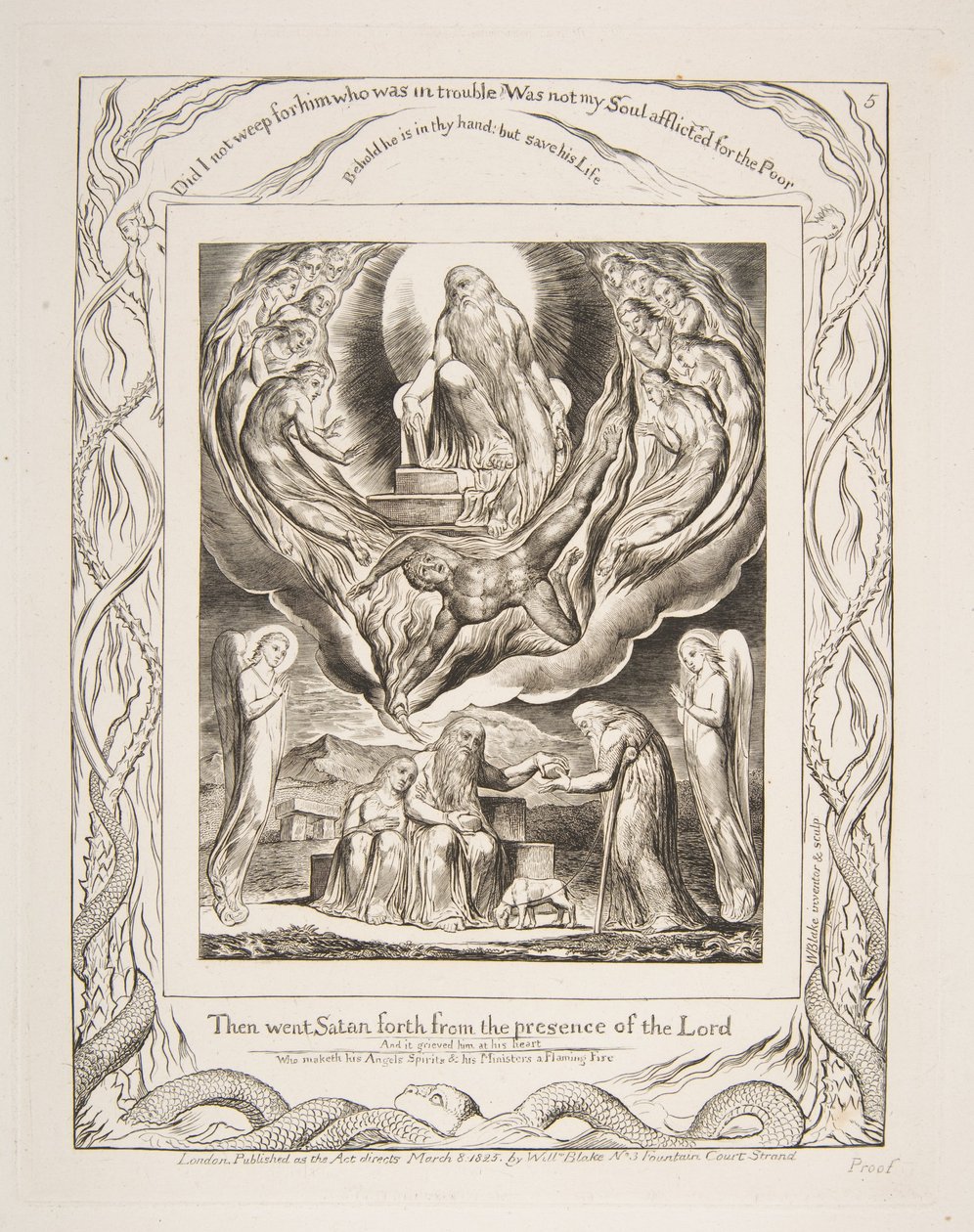 Satana che esce dalla presenza del Signore, dalle Illustrazioni del Libro di Giobbe, 1825-26 da William Blake