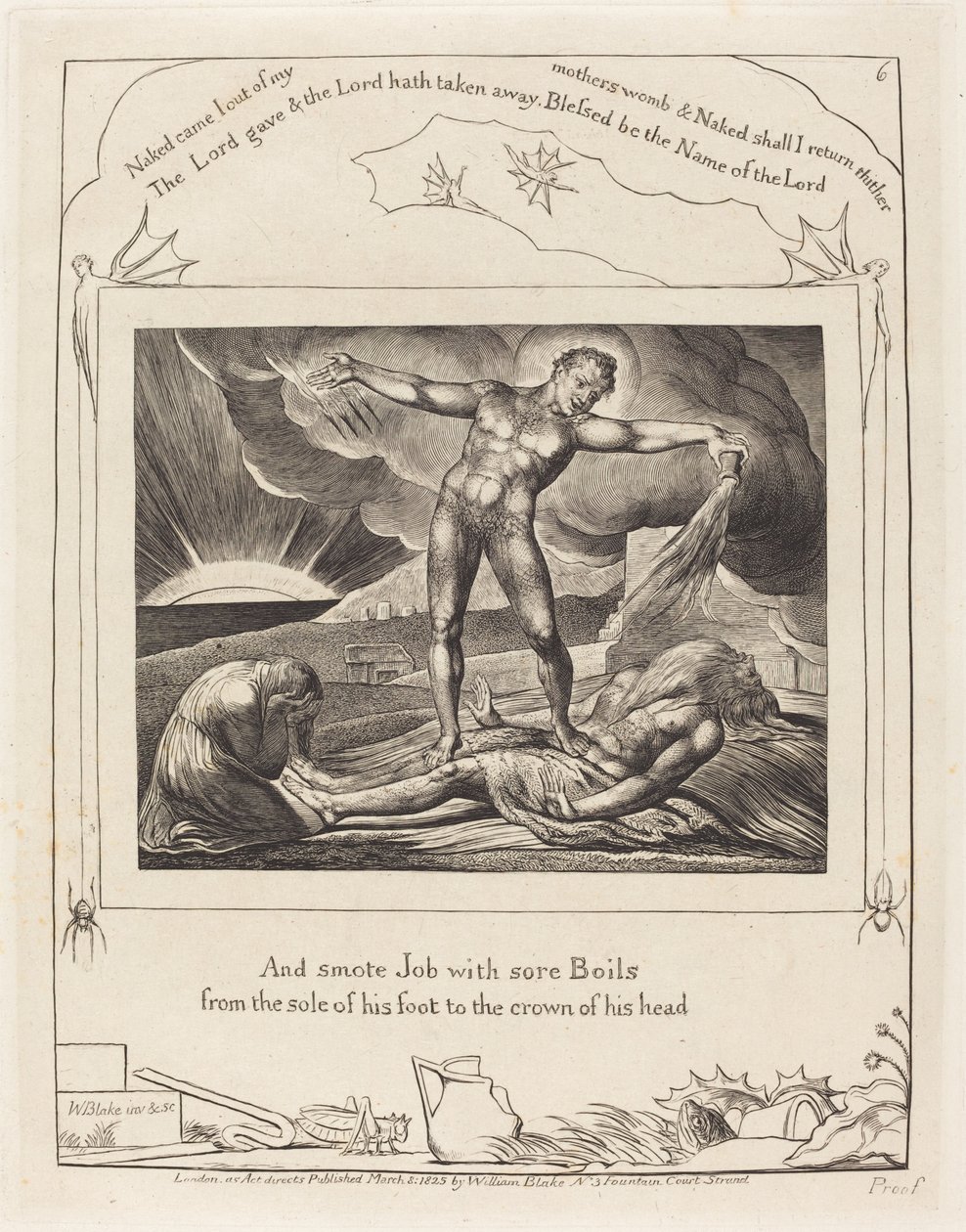 Satana colpisce Giobbe con piaghe da William Blake
