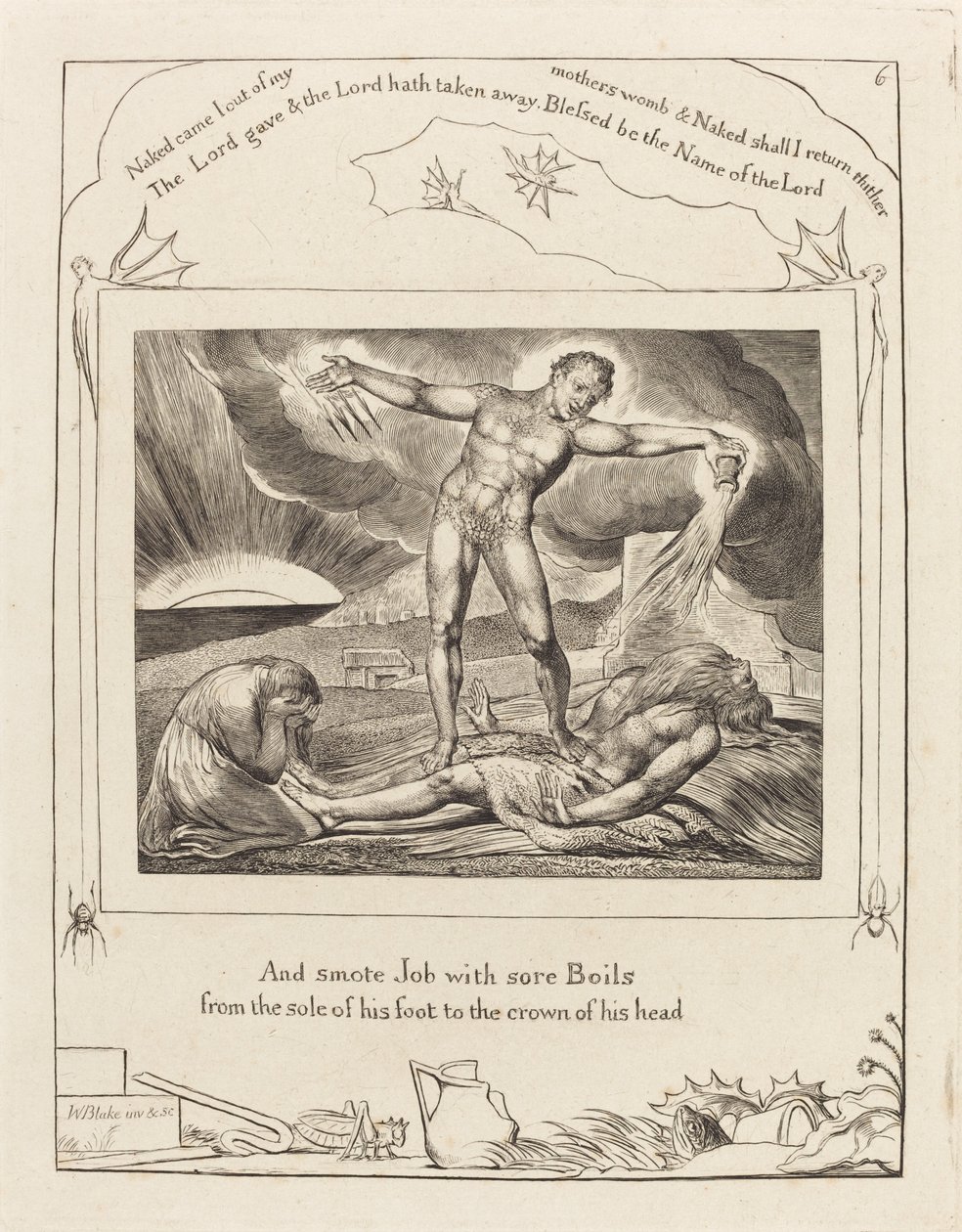 Satana colpisce Giobbe con le piaghe da William Blake