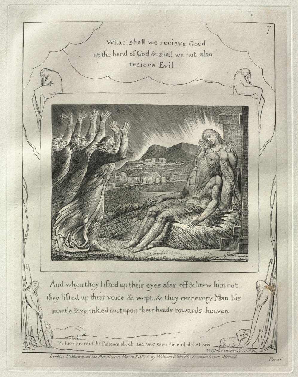 Il libro di Giobbe: No. 7, E quando alzarono gli occhi da lontano e non lo riconobbero... da William Blake