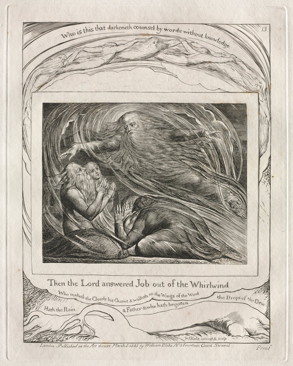 Il Libro di Giobbe: Tav. 13, Allora il Signore rispose a Giobbe dal turbine da William Blake