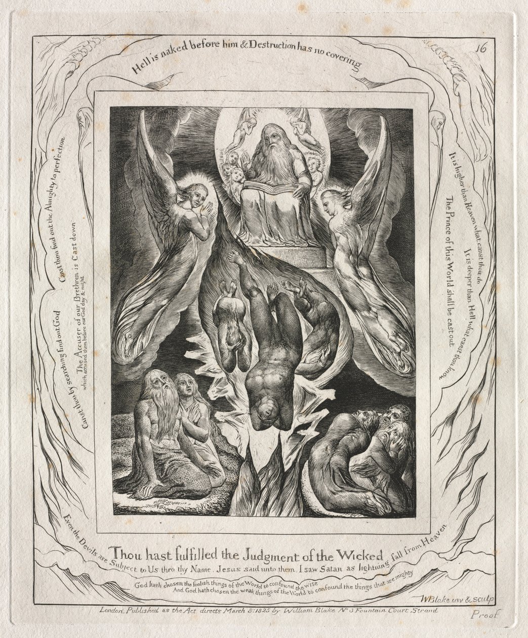 Il Libro di Giobbe: Tav. 16, Hai compiuto il Giudizio degli Empi, 1825 da William Blake